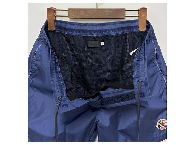 Moncler Pantaloncini da bagno con patch logo blu - vista 6