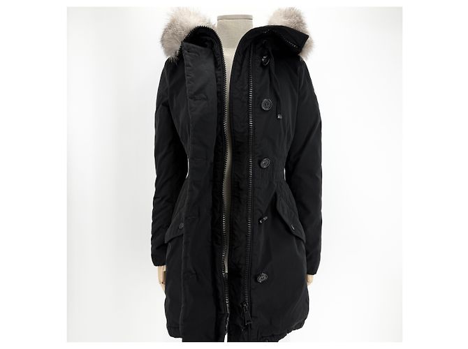 Jaqueta acolchoada longa feminina Moncler Monticol com pele de raposa Preto - vista 3