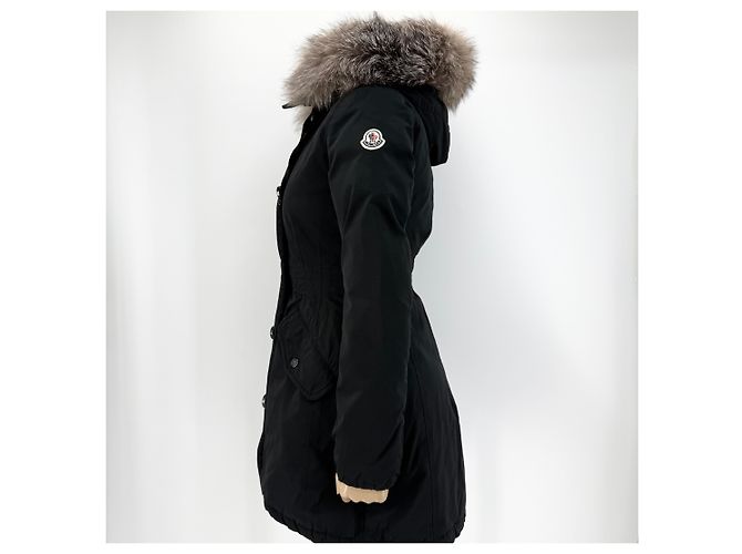 Jaqueta acolchoada longa feminina Moncler Monticol com pele de raposa Preto - vista 4