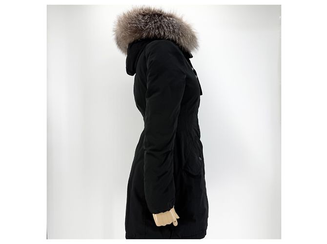 Jaqueta acolchoada longa feminina Moncler Monticol com pele de raposa Preto - vista 5