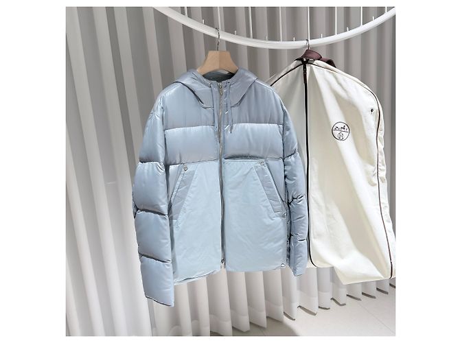 Hermès Gesteppte Daunenjacke Blau - Ansicht 3