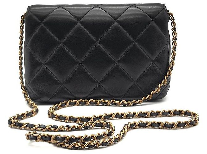 Chanel Borsa con patta, catena e logo con perla Nero - vista 3