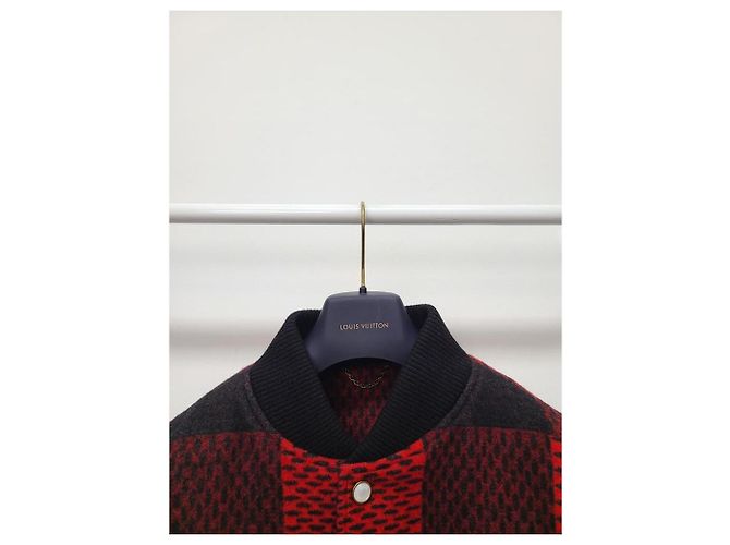 Louis Vuitton Giacca Varsity Damier Nero e Rosso - vista 2