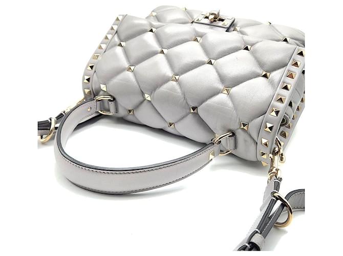 Valentino Borsa a mano e a spalla Candy Stud Top Handle Argento - vista 6