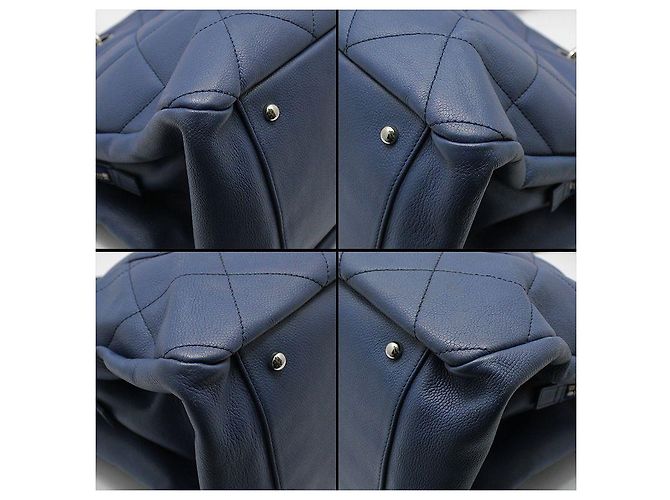 Chanel Bolsa de compras Timeless Shopper em caviar macio azul - vista 12