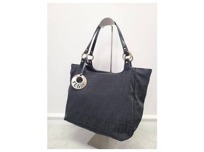 Fendi Borsa a tracolla Juka in tela con logo FF nero - vista 2
