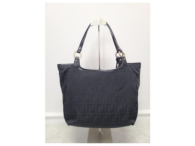 Fendi Borsa a tracolla Juka in tela con logo FF nero - vista 5