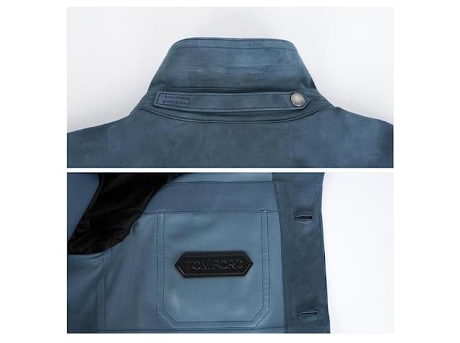 Tom Ford Lightweight Suede Jacket Blue - view 7