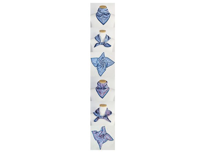 Hermès Sciarpa Carré Reversibile in Seta Double Face Remix da Donna Blu - vista 13