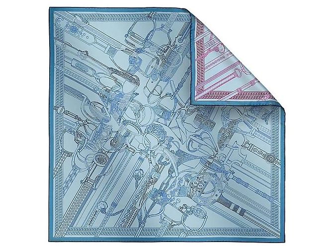 Hermès Sciarpa Carré Reversibile in Seta Double Face Remix da Donna Blu - vista 2