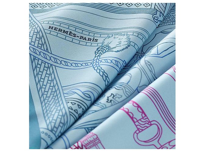 Hermès Sciarpa Carré Reversibile in Seta Double Face Remix da Donna Blu - vista 6
