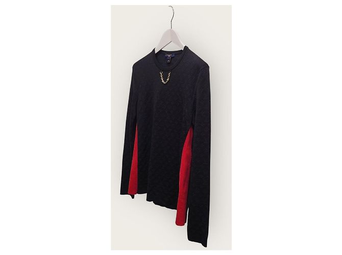 Louis Vuitton Black Monogram Embossed Gold Chain Pullover Knit - view 2