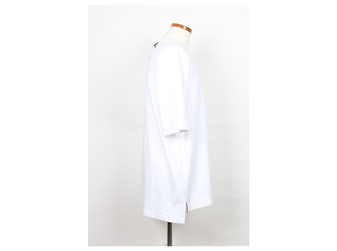 Thom Browne Kurzärmeliges Baumwoll-T-Shirt mit gestreiftem Armband Weiß - Ansicht 4