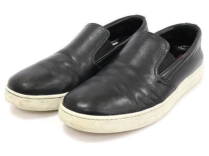 Prada Sneaker slip-on in pelle nera da uomo Nero - vista 3