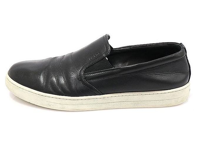 Prada Sneaker slip-on in pelle nera da uomo Nero - vista 4