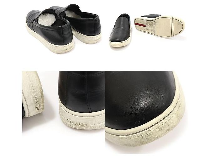 Prada Sneaker slip-on in pelle nera da uomo Nero - vista 6