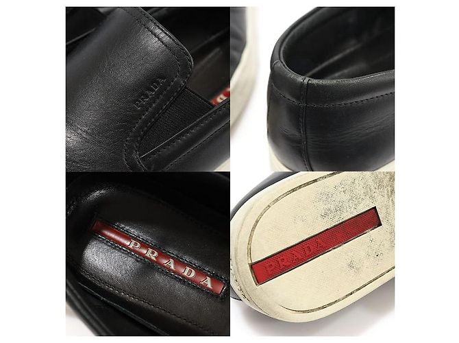 Prada Sneaker slip-on in pelle nera da uomo Nero - vista 7