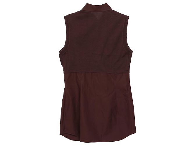Hermès Ärmelloses Strickkleid aus Baumwolle in Burgunderrot Größe - Ansicht 2