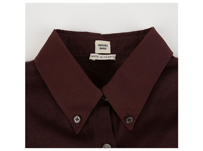 Hermès Ärmelloses Strickkleid aus Baumwolle in Burgunderrot Größe - Ansicht 4