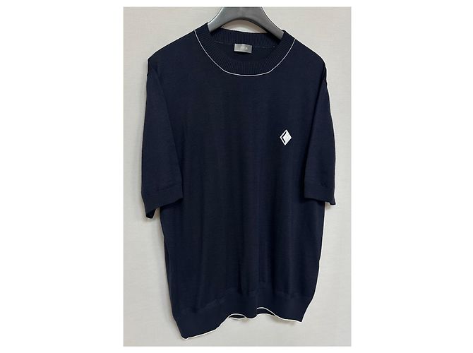 Dior Kurzärmeliges Strick-T-Shirt mit CD DIAMOND Logo Schwarz - Ansicht 3