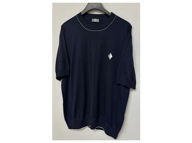 Dior Kurzärmeliges Strick-T-Shirt mit CD DIAMOND Logo Schwarz - Ansicht 4