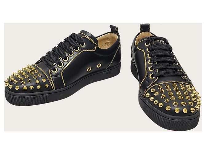Christian Louboutin Sneaker Black Gold Rush Spike Nero - vista 3