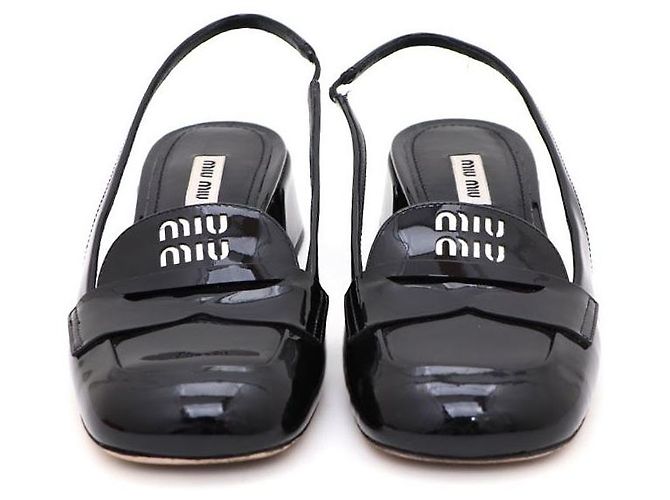 Miu Miu Décolleté slingback in vernice Nero - vista 2