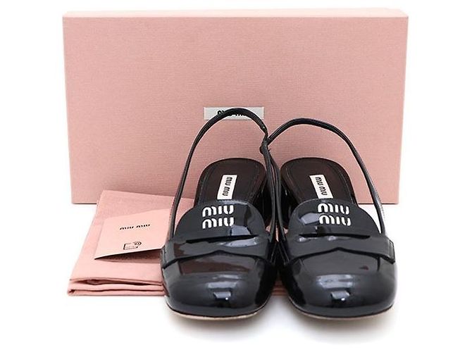Miu Miu Décolleté slingback in vernice Nero - vista 7