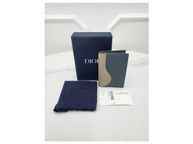 Dior Saddle Fold Card Holder Brown Deep Gray Calfskin - view 7