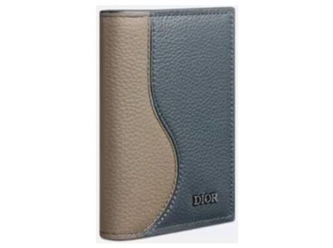 Dior Saddle Fold Card Holder Brown Deep Gray Calfskin - view 9