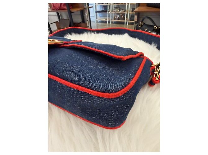 Fendi Borsa Baguette Denim Large Multicolore - vista 10