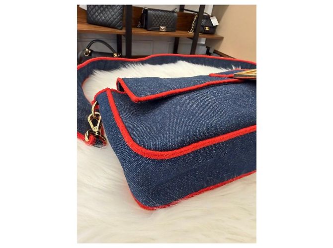 Fendi Borsa Baguette Denim Large Multicolore - vista 11