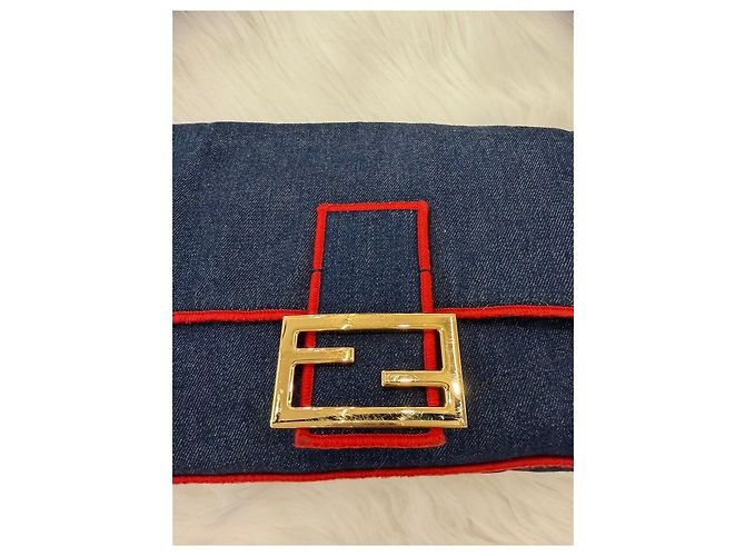 Fendi Borsa Baguette Denim Large Multicolore - vista 12