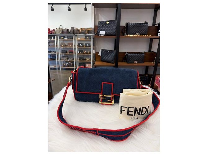 Fendi Borsa Baguette Denim Large Multicolore - vista 2