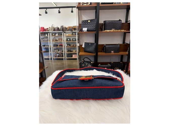 Fendi Borsa Baguette Denim Large Multicolore - vista 7