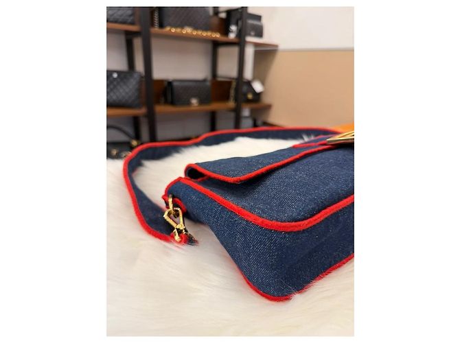 Fendi Borsa Baguette Denim Large Multicolore - vista 8