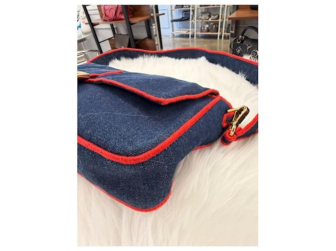 Fendi Borsa Baguette Denim Large Multicolore - vista 9