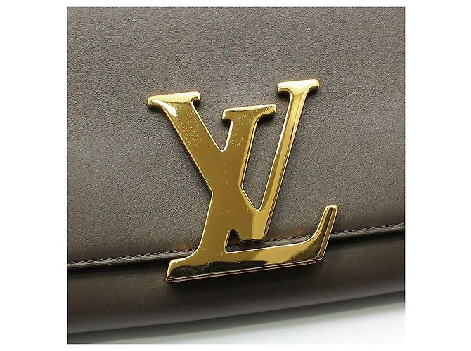 Louis Vuitton Borsa a tracolla Louise GM in pelle taupe con catena dorata - vista 6