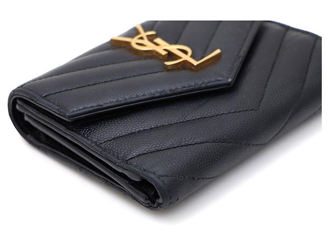 Saint Laurent Cartera compacta Monogram para mujer Negro - vista 4