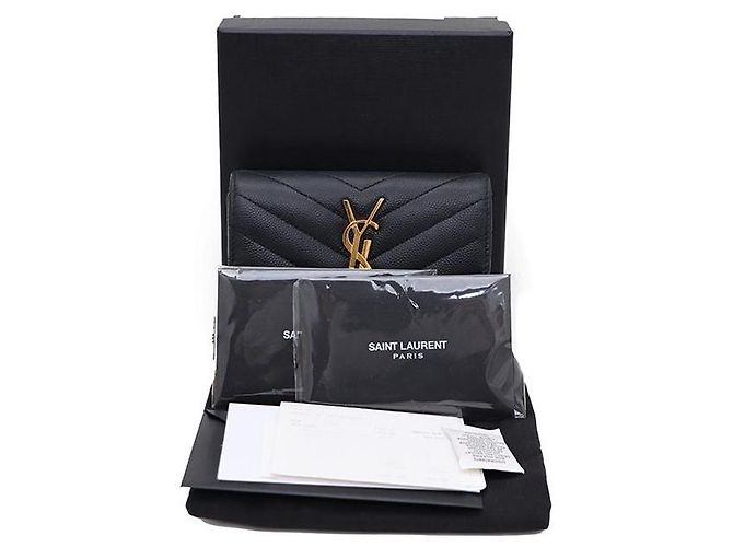 Saint Laurent Cartera compacta Monogram para mujer Negro - vista 7
