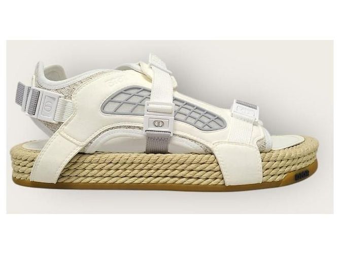 Dior Sandali Atlas in jacquard Oblique bianco - vista 2