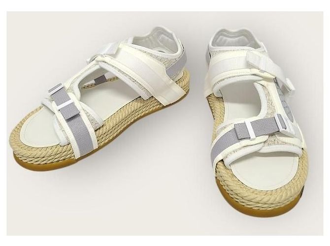 Dior Sandali Atlas in jacquard Oblique bianco - vista 3