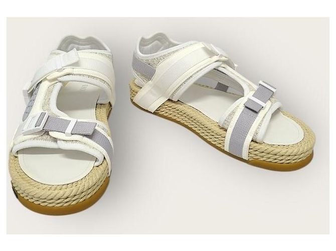Dior Sandali Atlas in jacquard Oblique bianco - vista 4