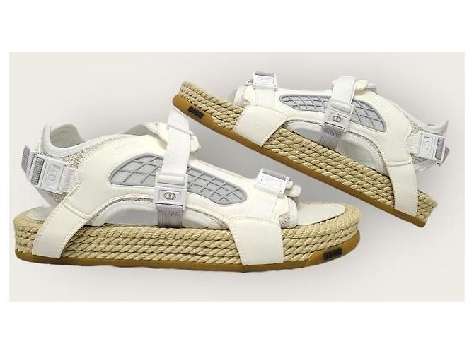 Dior Sandali Atlas in jacquard Oblique bianco - vista 5