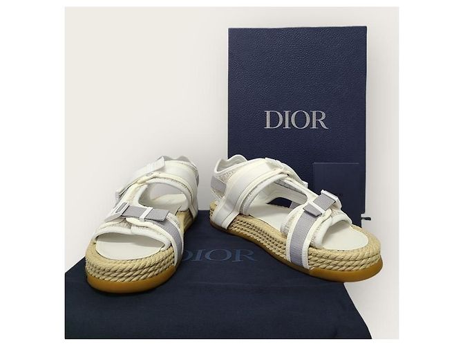 Dior Sandali Atlas in jacquard Oblique bianco - vista 8