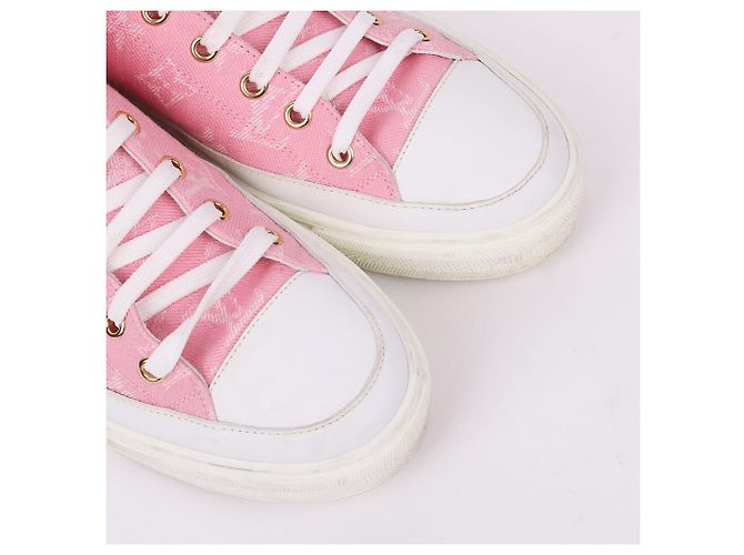 Louis Vuitton Sneakers high-top in denim rosa da donna - vista 4