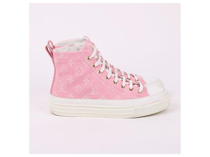 Louis Vuitton Sneakers high-top in denim rosa da donna - vista 5