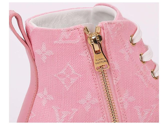 Louis Vuitton Sneakers high-top in denim rosa da donna - vista 6