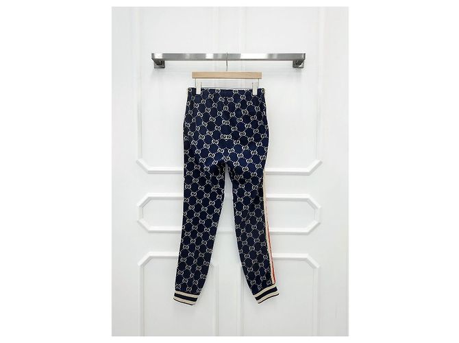 Gucci Pantaloni Jogger in Jacquard GG blu - vista 2