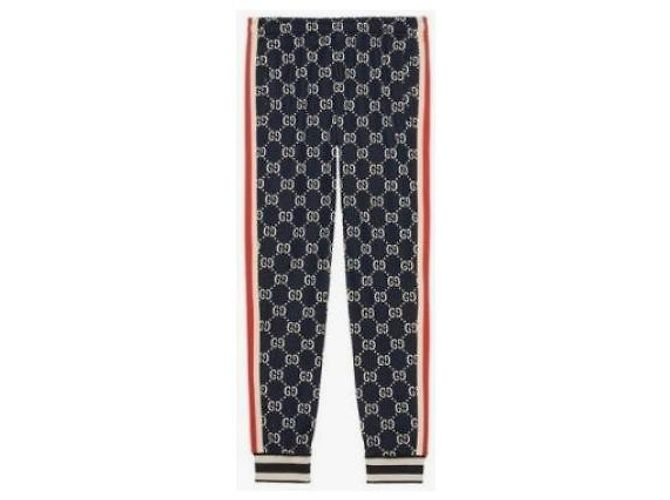 Gucci Pantaloni Jogger in Jacquard GG blu - vista 7